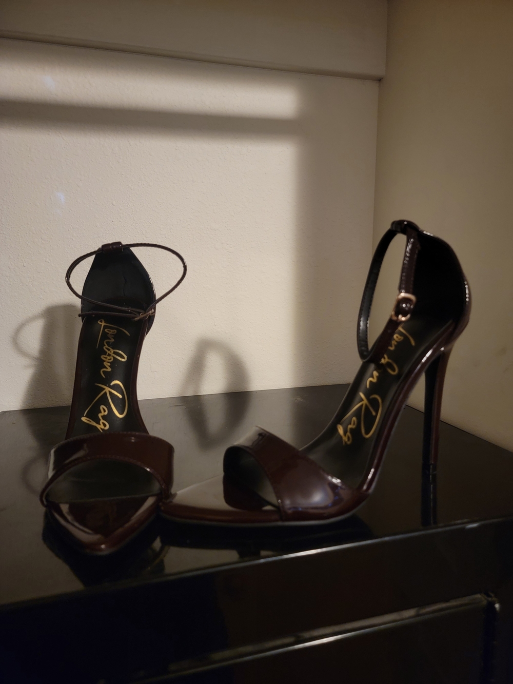 Women's Ankle-Strap High Heel Sandals in Brownish Purple Size 8